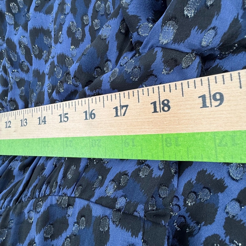 Kate Spade New York Silk Maxi Dress Medium Blue Black Leopard Print Sequins - Picture 10 of 13